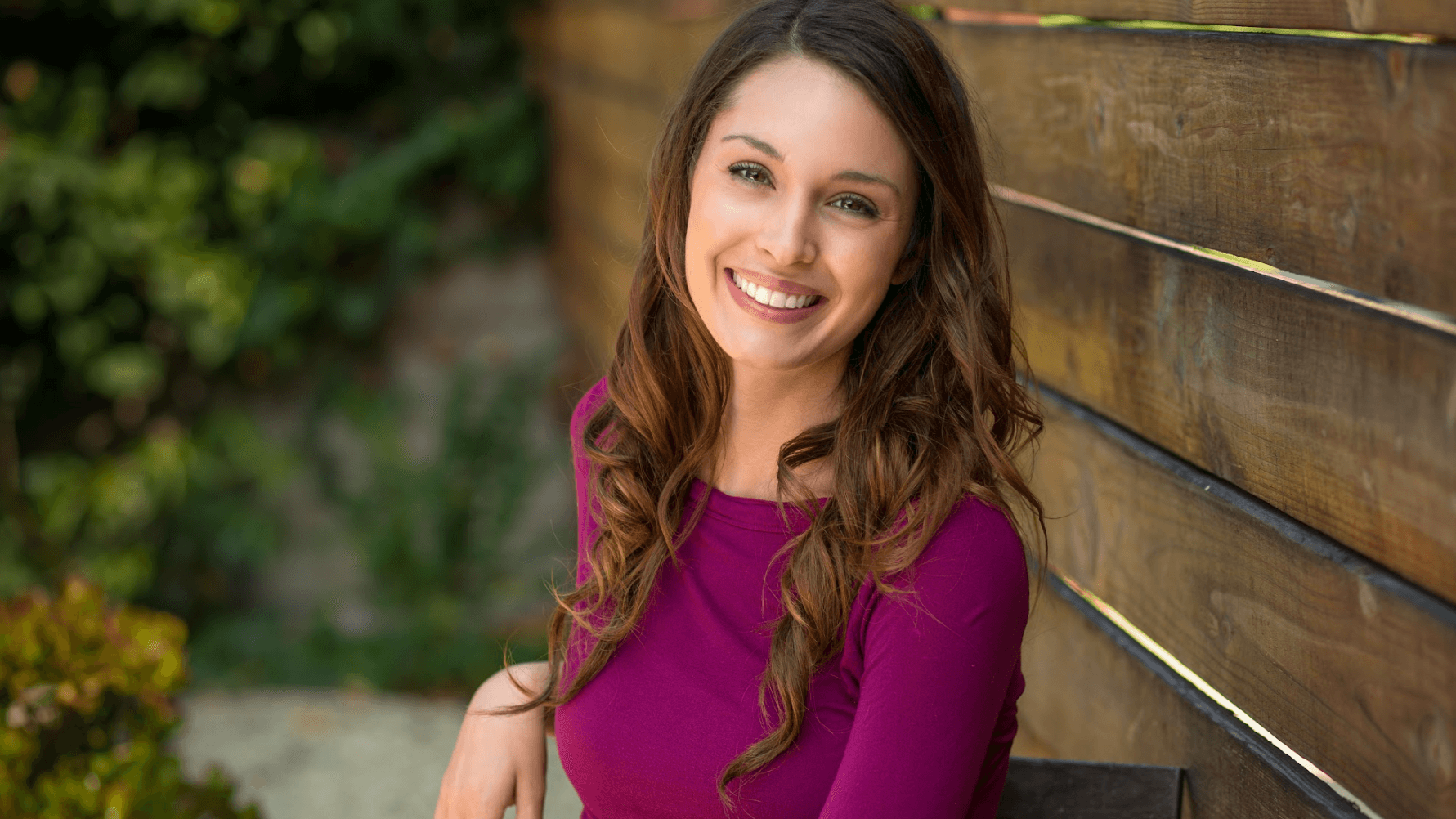 woman smiling outside